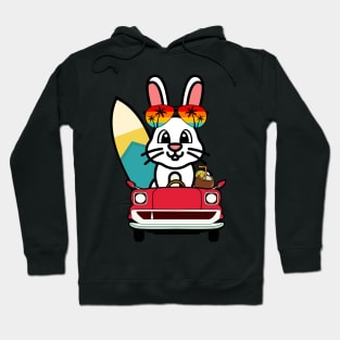 Cute bunny driving to the beach Hoodie